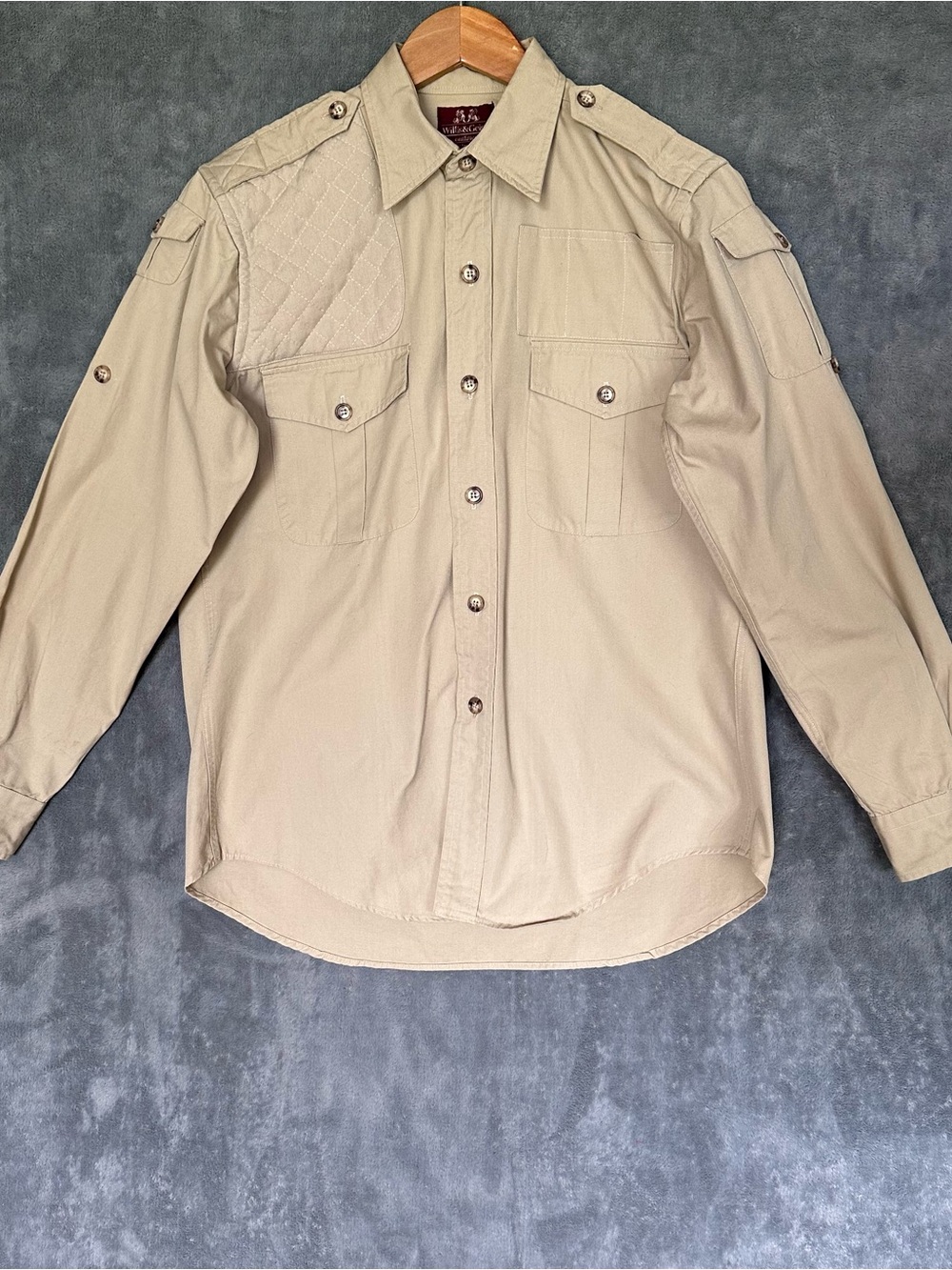 Willis & Geiger Hemingway safari big game shooter shirt bush poplin USA M VTG